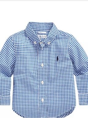 💙Polo by Ralph Lauren💙 Boys' Blue Gingham Button-Down Shirt 6 Month